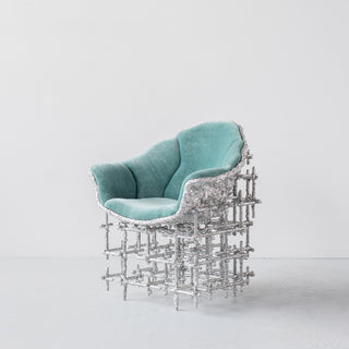 Stuffed Shell Chair: Silver and Blue