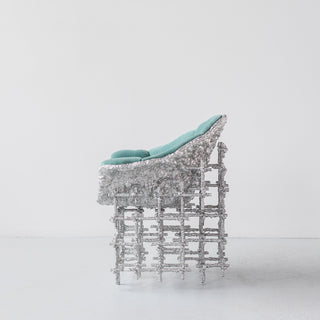 Stuffed Shell Chair: Silver and Blue