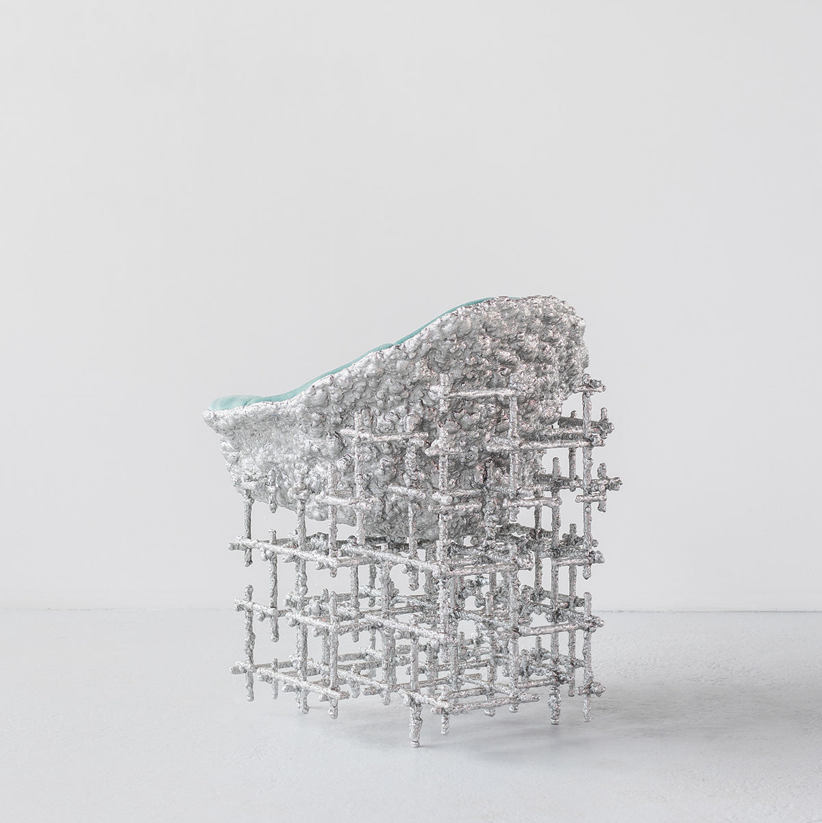 Stuffed Shell Chair: Silver and Blue