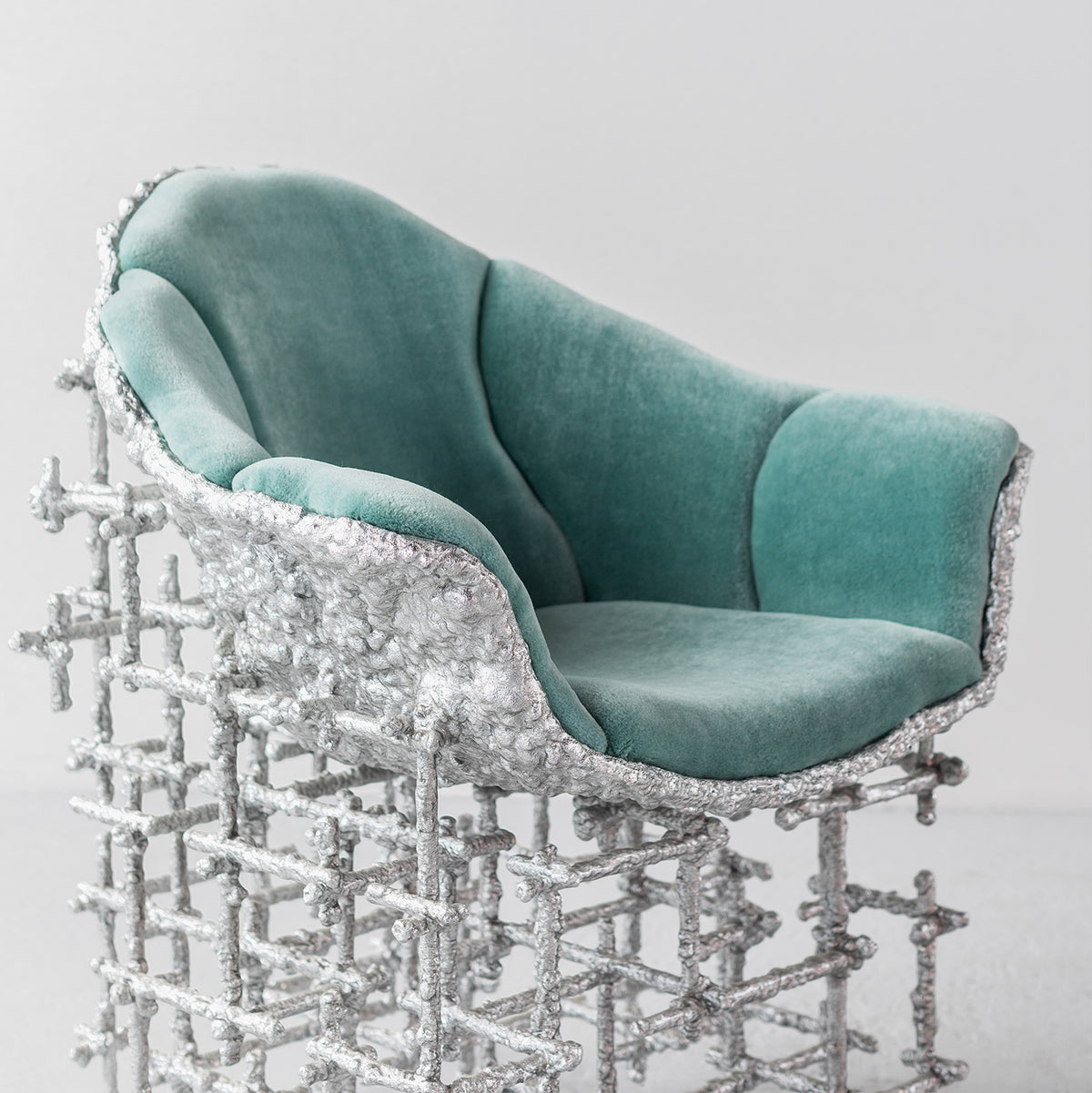 Stuffed Shell Chair: Silver and Blue
