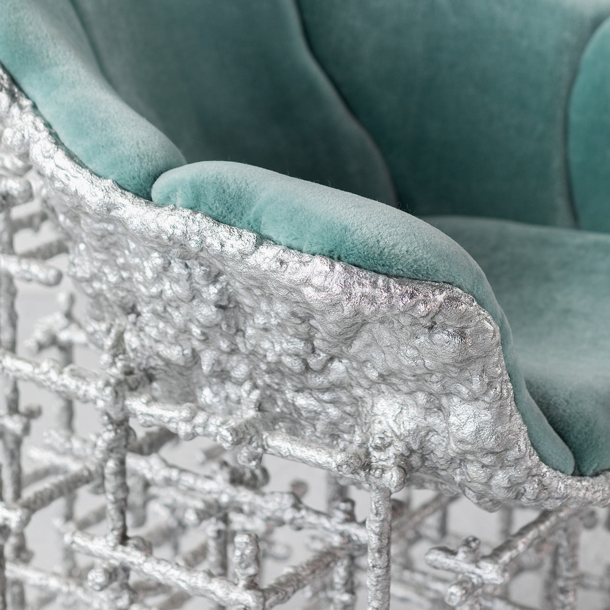 Stuffed Shell Chair: Silver and Blue