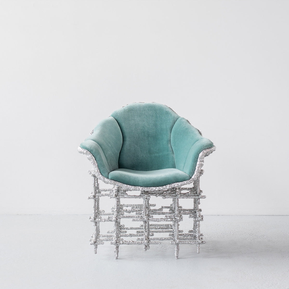 Stuffed Shell Chair: Silver and Blue