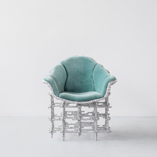 Stuffed Shell Chair: Silver and Blue