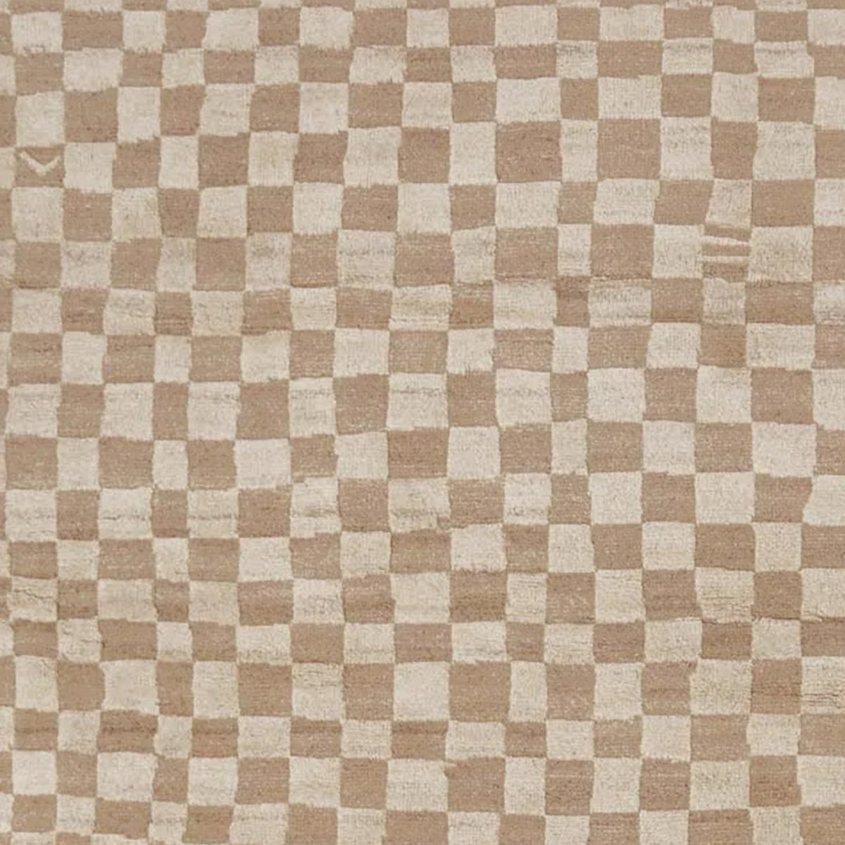 Irregular Checkerboard Hand-Knotted Wool Rug