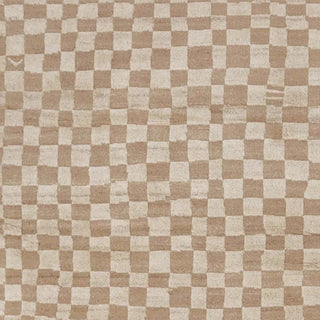 Irregular Checkerboard Hand-Knotted Wool Rug