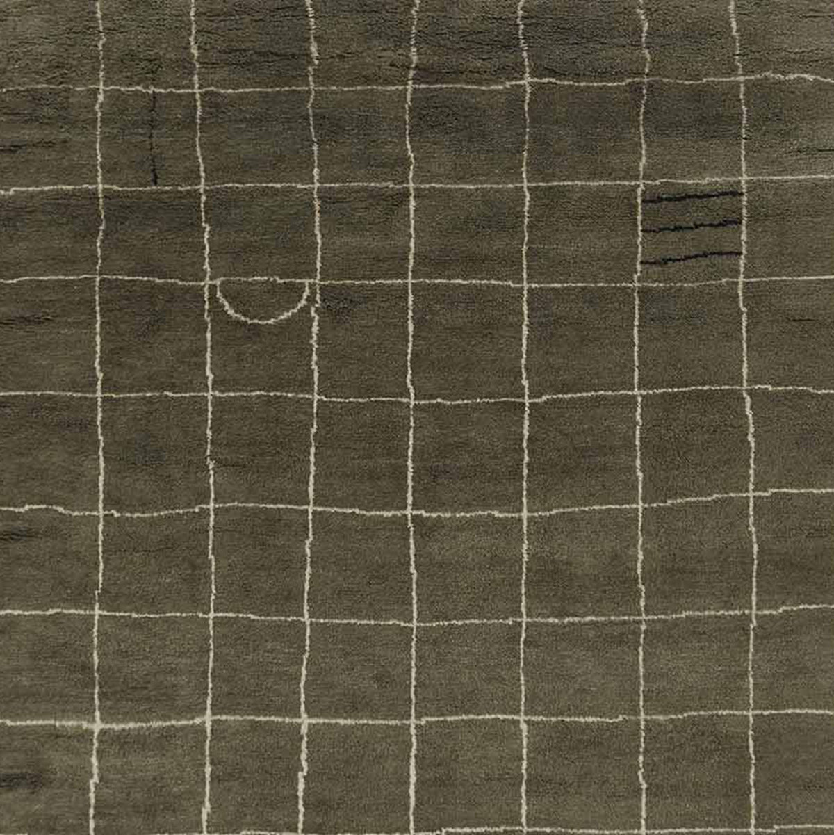 Irregular Grid Hand-Knotted Wool Rug