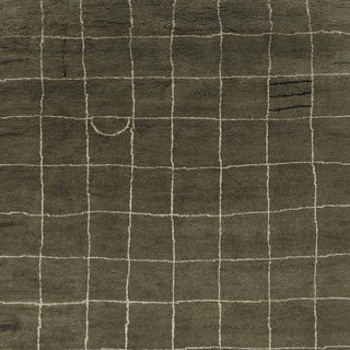 Irregular Grid Hand-Knotted Wool Rug