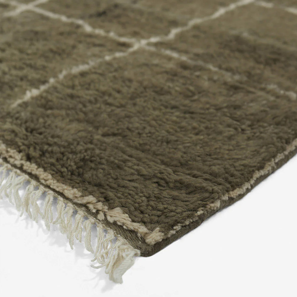 Irregular Grid Hand-Knotted Wool Rug