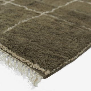 Irregular Grid Hand-Knotted Wool Rug